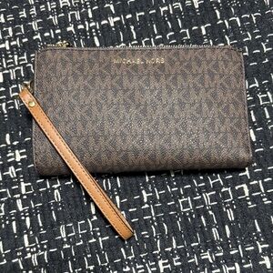 Michael Kors Monogram Brown Wristlet